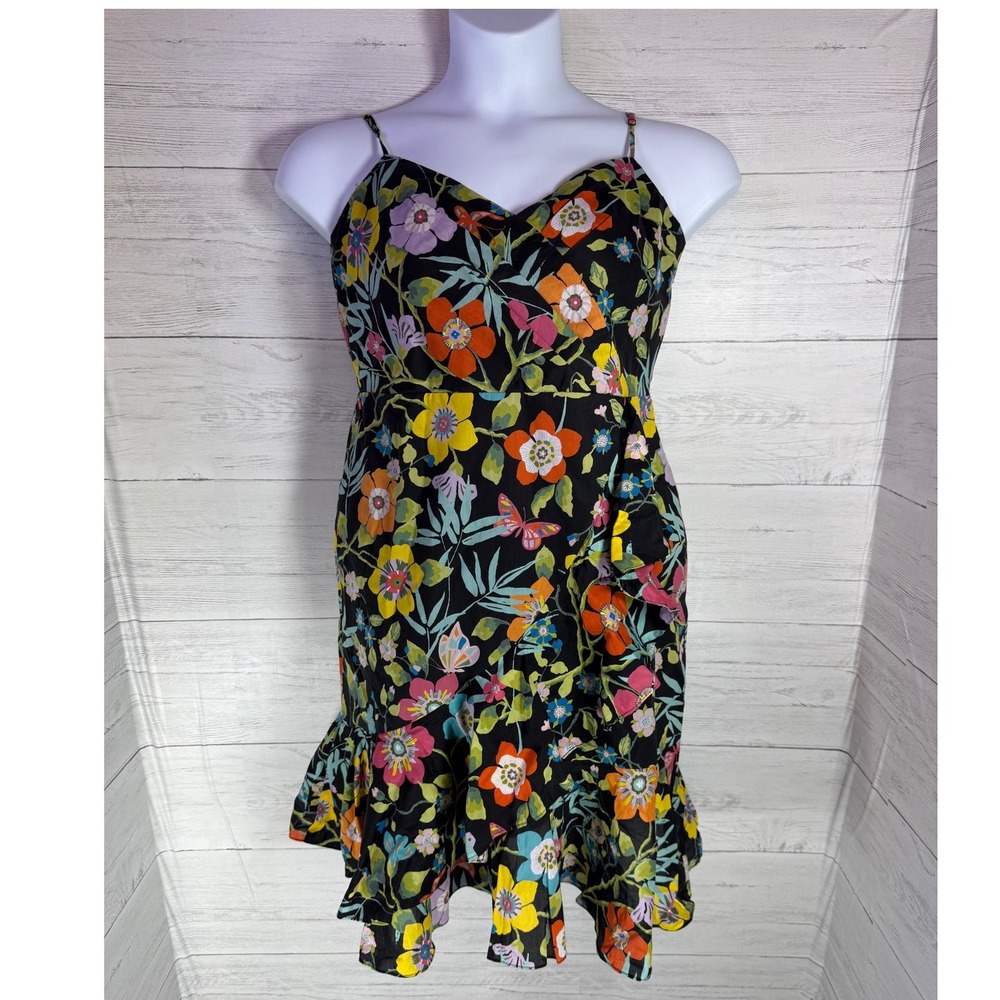 NWT J.Crew Liberty Fabric Floral Dress Black Ruffle size 12 spring cottage boho - Picture 2 of 13
